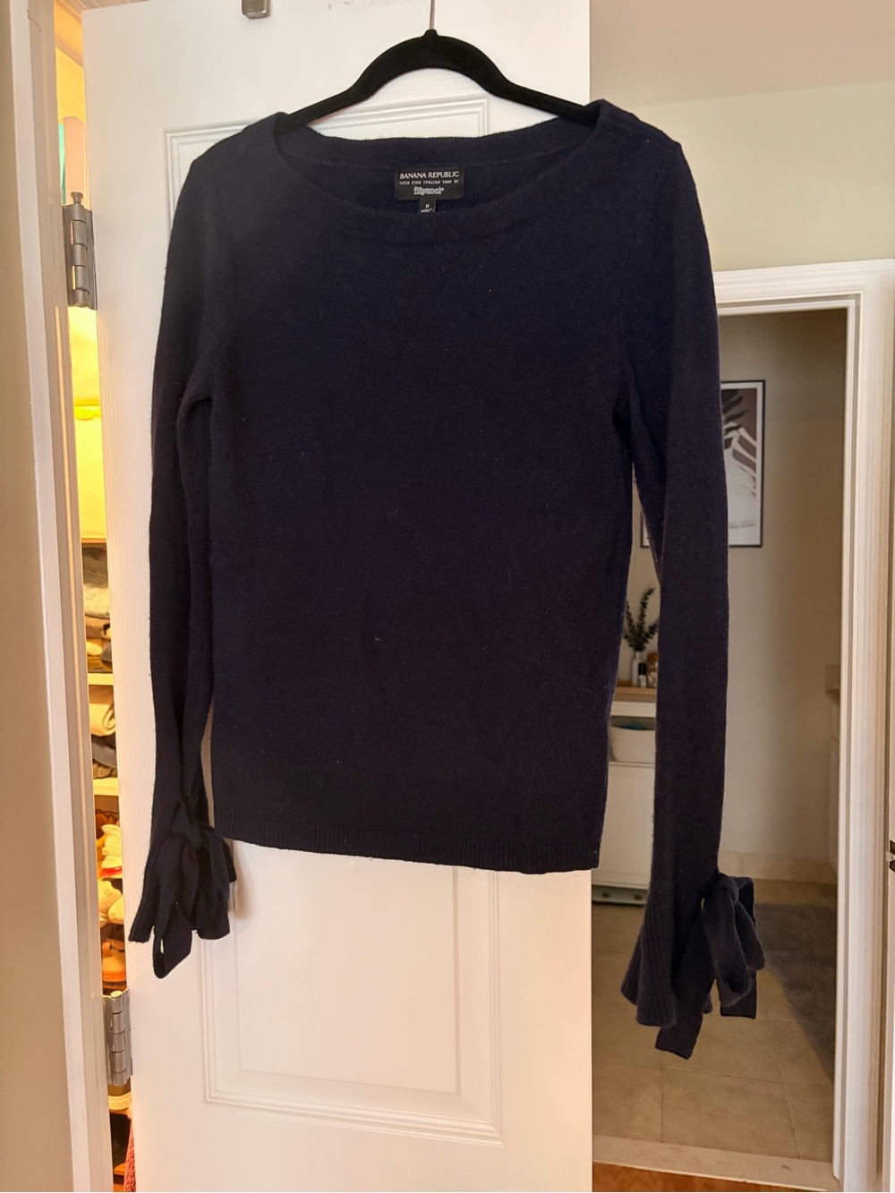 Banana Republic Navy Bow-Cuff Knit Sweater